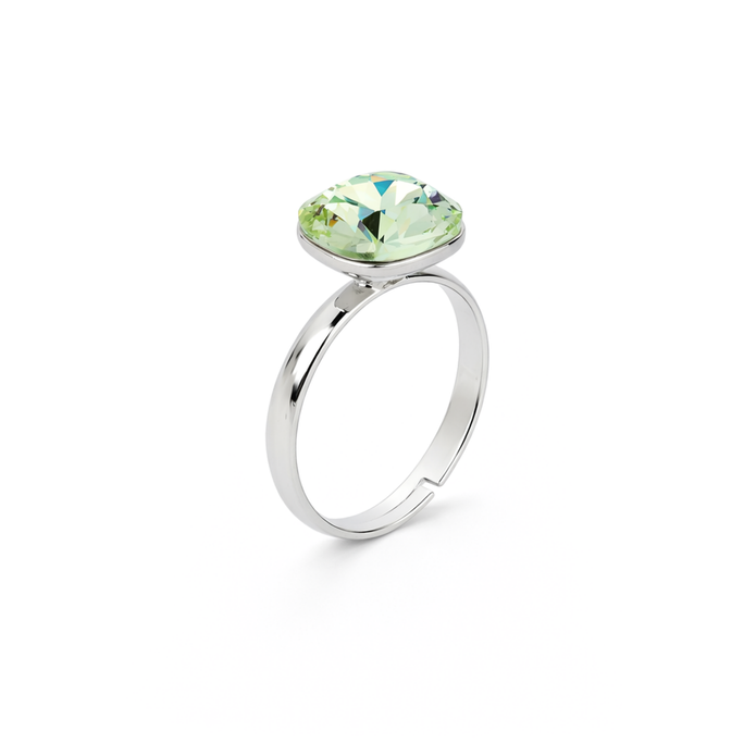 Aurora Crystal Cushion Ring - Mint Green