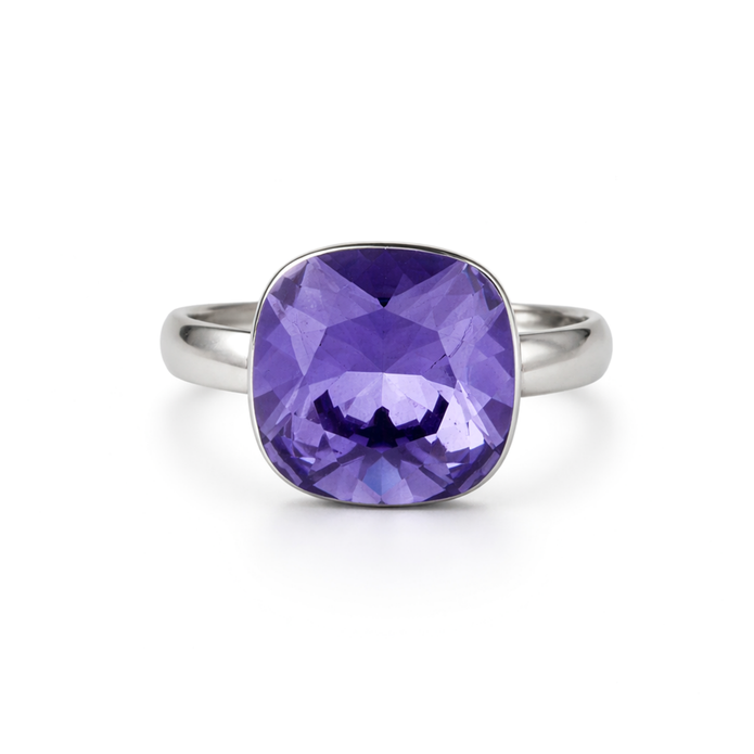 Aurora Crystal Cushion Ring - Orange