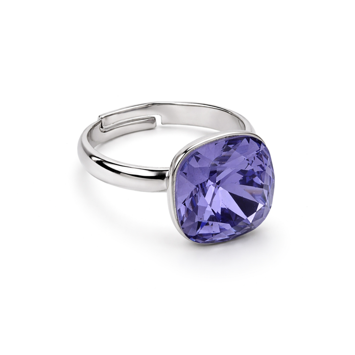 Aurora Crystal Cushion Ring - Violet