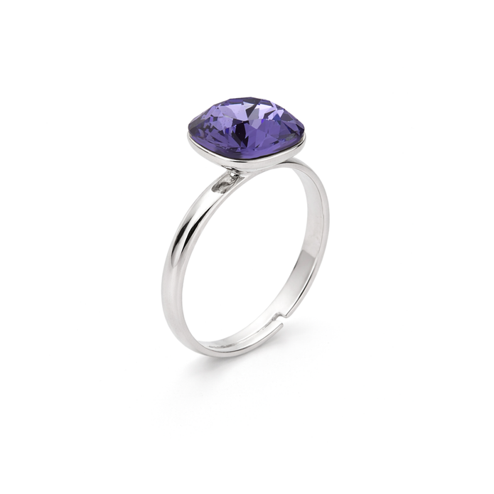 Aurora Crystal Cushion Ring - Violet
