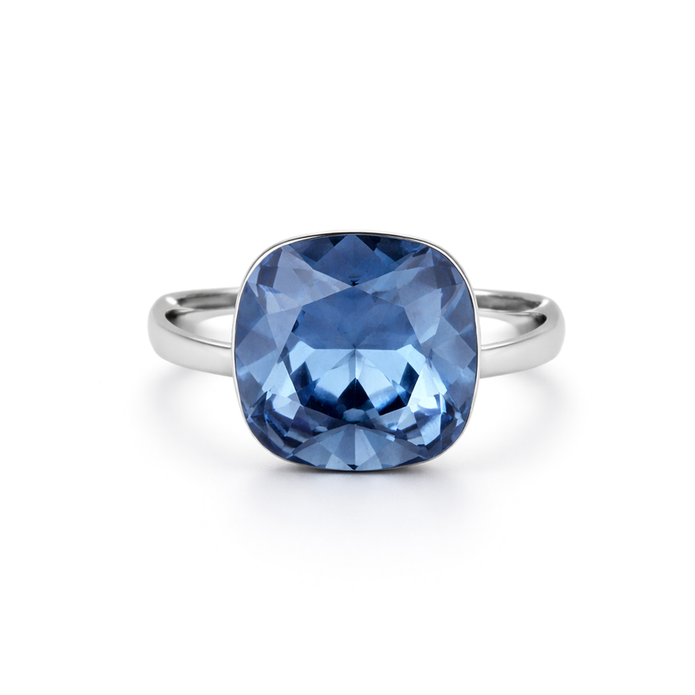 Aurora Crystal Cushion Ring - Black