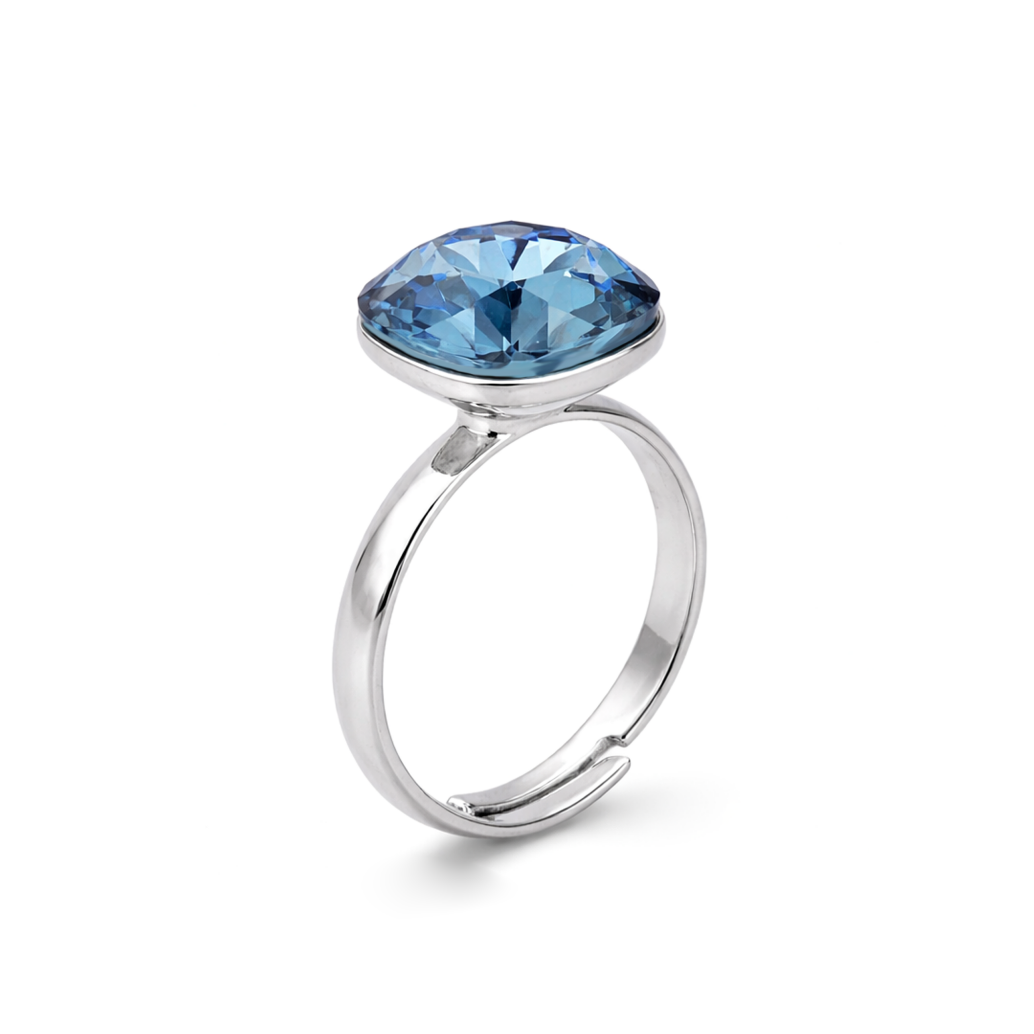 Aurora Crystal Cushion Ring - Blue