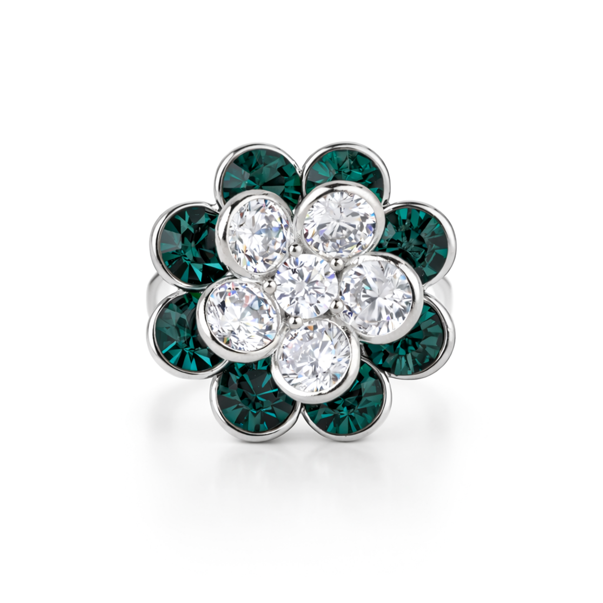 Emerald Blossom Cluster Ring