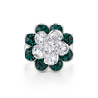 Emerald Blossom Cluster Ring
