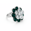 Emerald Blossom Cluster Ring