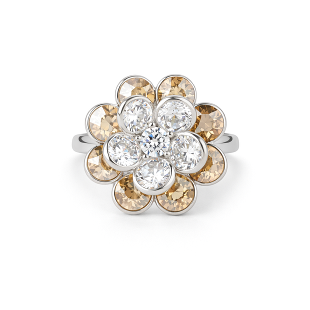 Emerald Blossom Cluster Ring - Gold
