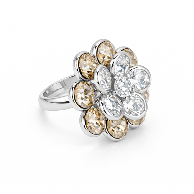 Emerald Blossom Cluster Ring - Gold