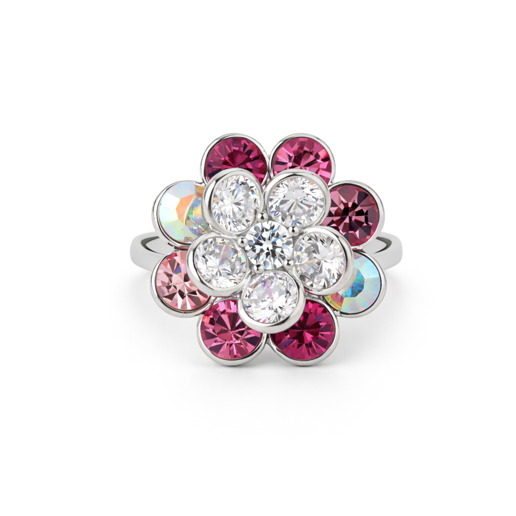 Emerald Blossom Cluster Ring - Pink