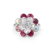 Emerald Blossom Cluster Ring - Pink