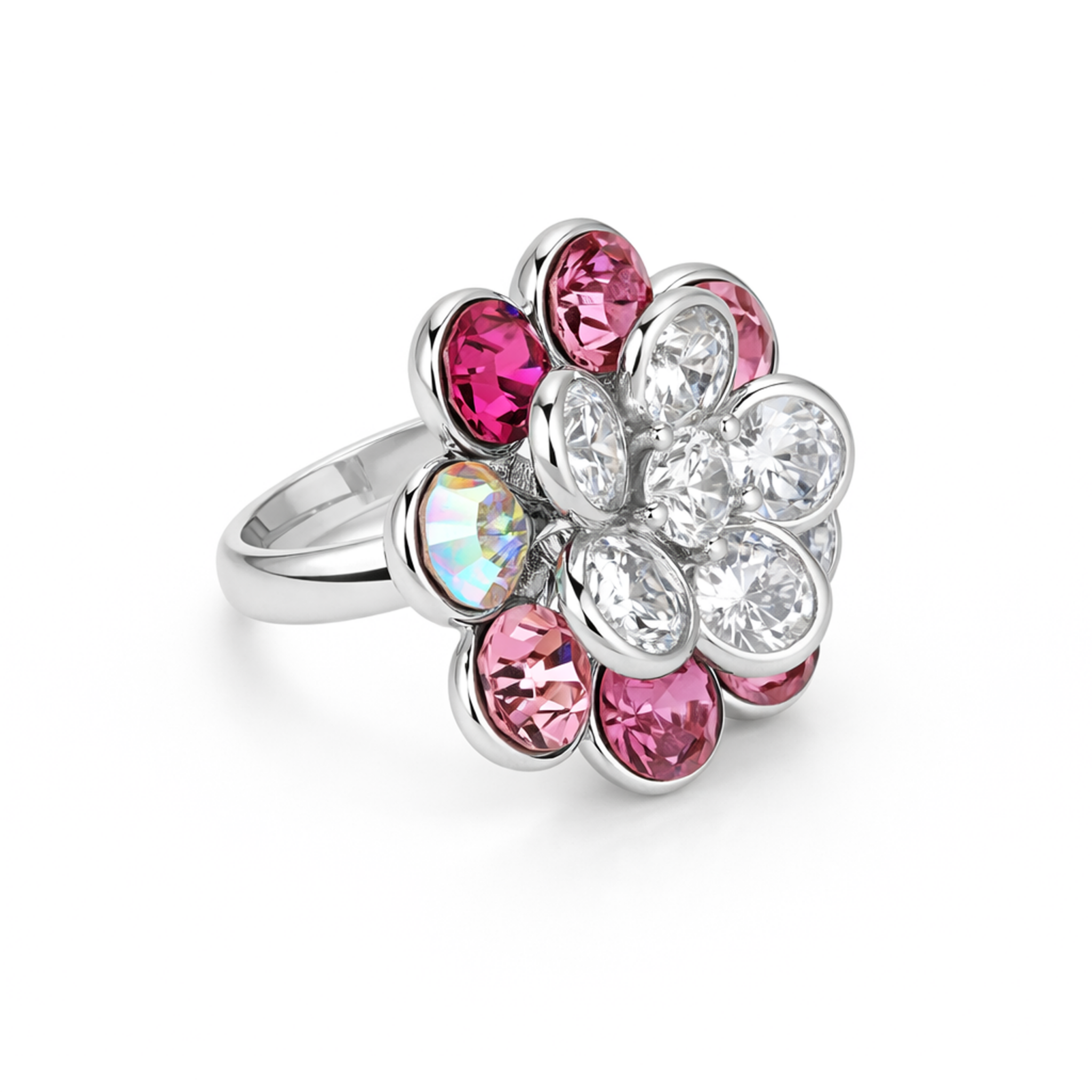 Emerald Blossom Cluster Ring - Pink