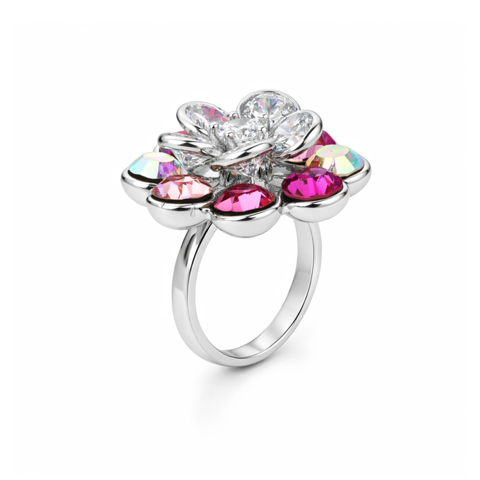 Emerald Blossom Cluster Ring - Pink