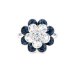 Emerald Blossom Cluster Ring - Deep Blue