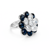 Emerald Blossom Cluster Ring - Deep Blue