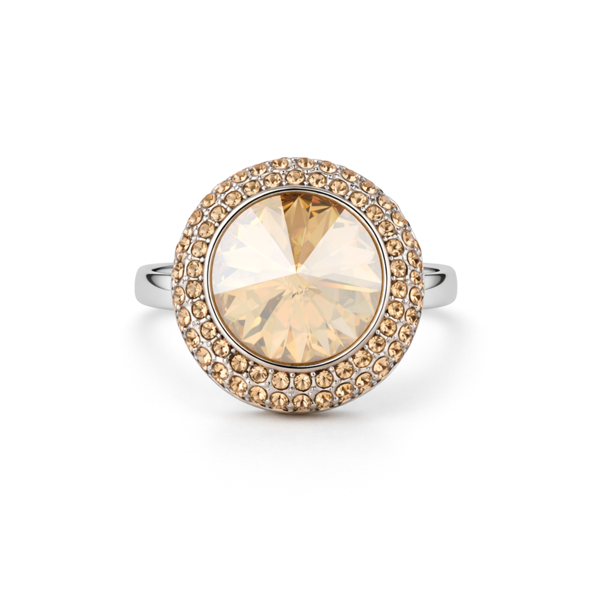 Champagne Halo Round Ring
