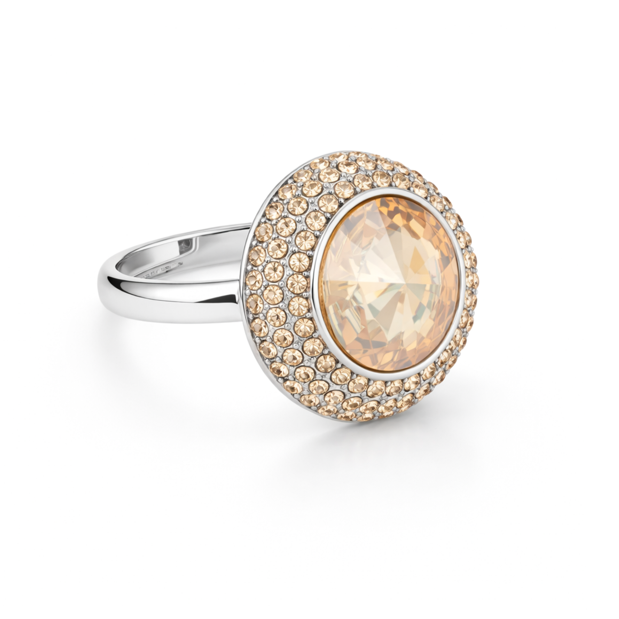 Champagne Halo Round Ring