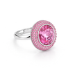 Champagne Halo Round Ring - Rich Pink