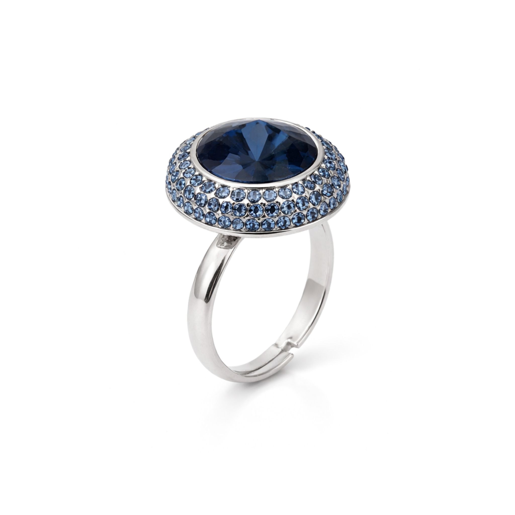 Champagne Halo Round Ring - Deep Blue