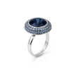 Champagne Halo Round Ring - Deep Blue