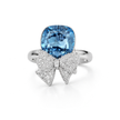Blue Bow Cushion Ring