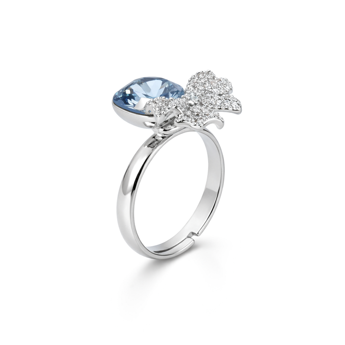 Blue Bow Cushion Ring