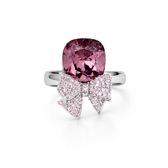 Blue Bow Cushion Ring - Lavender