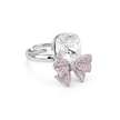 Blue Bow Cushion Ring - Silver