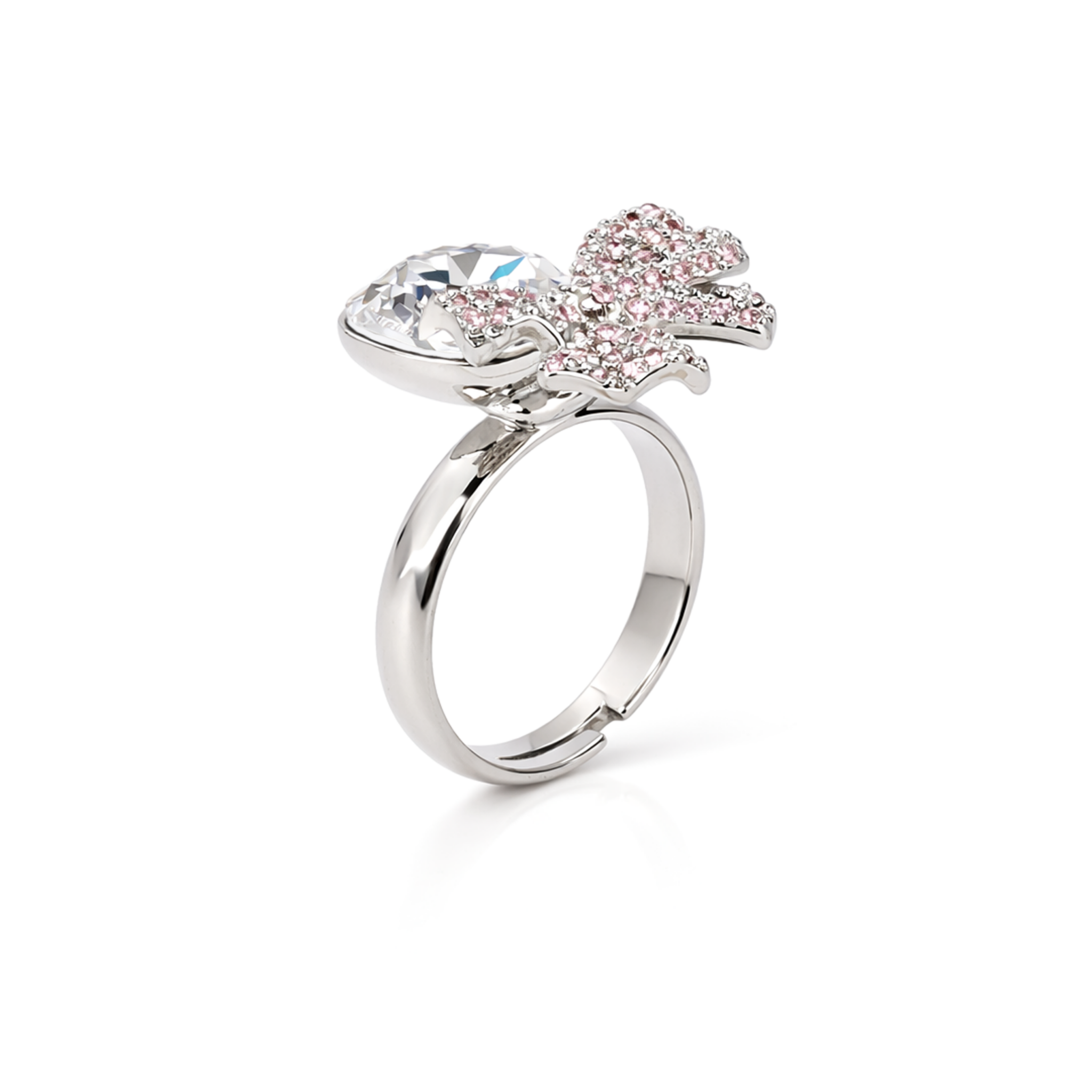 Blue Bow Cushion Ring - Silver