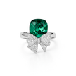 Blue Bow Cushion Ring - Emerald Green