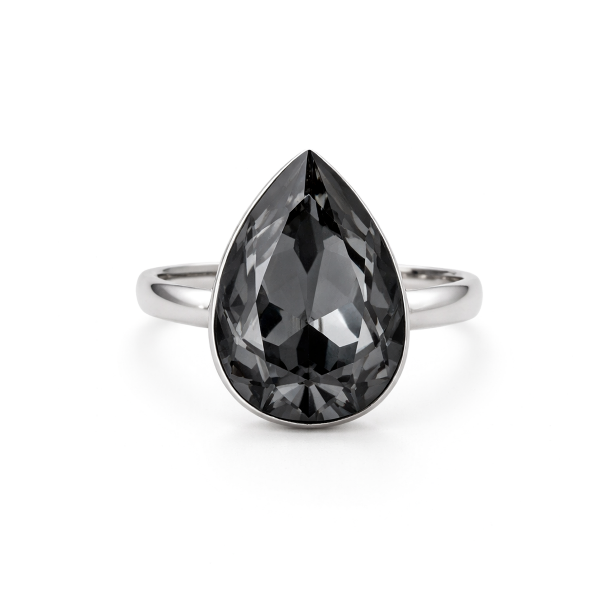 Rose Opal Teardrop Ring - Black