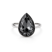 Rose Opal Teardrop Ring - Black