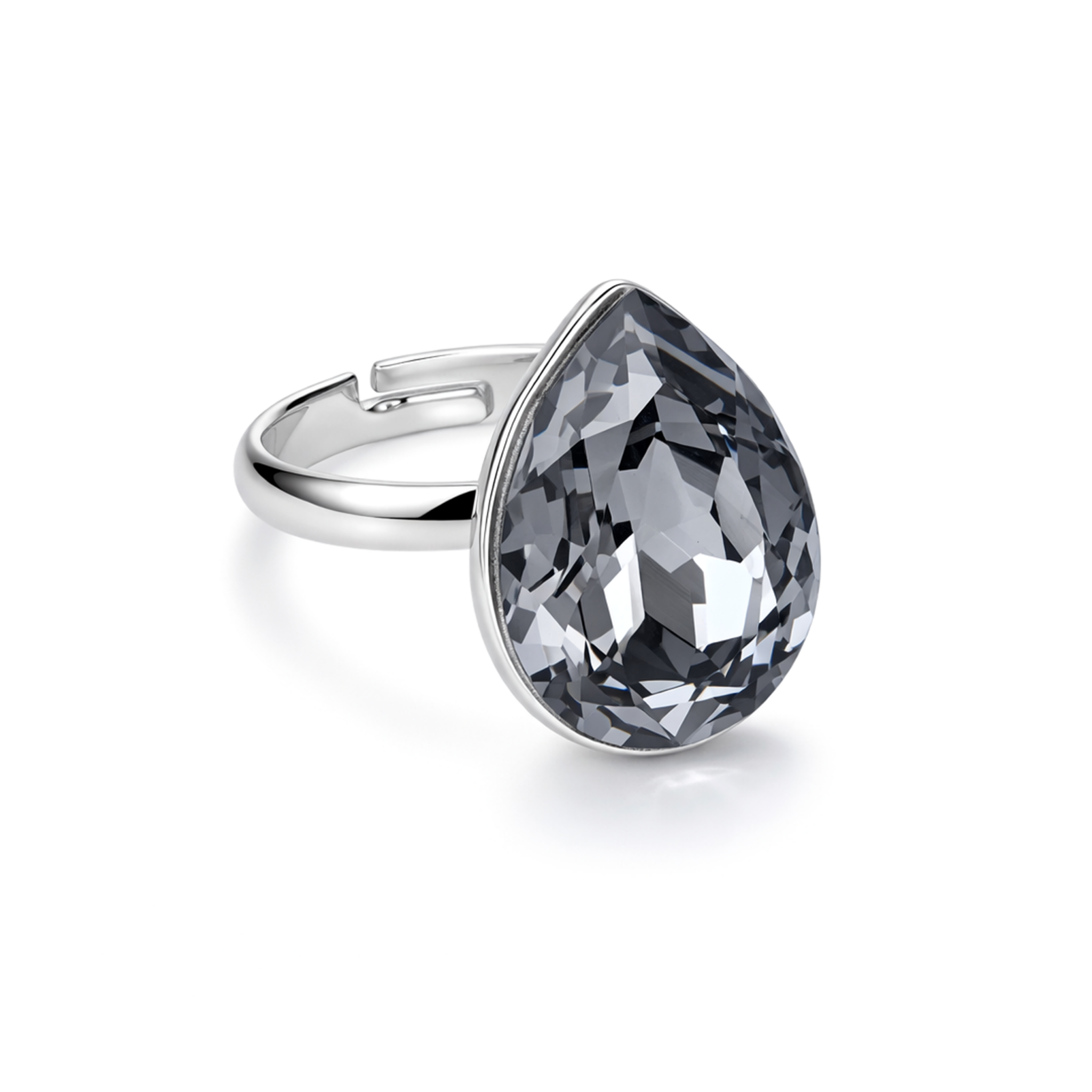 Rose Opal Teardrop Ring - Black
