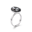 Rose Opal Teardrop Ring - Black