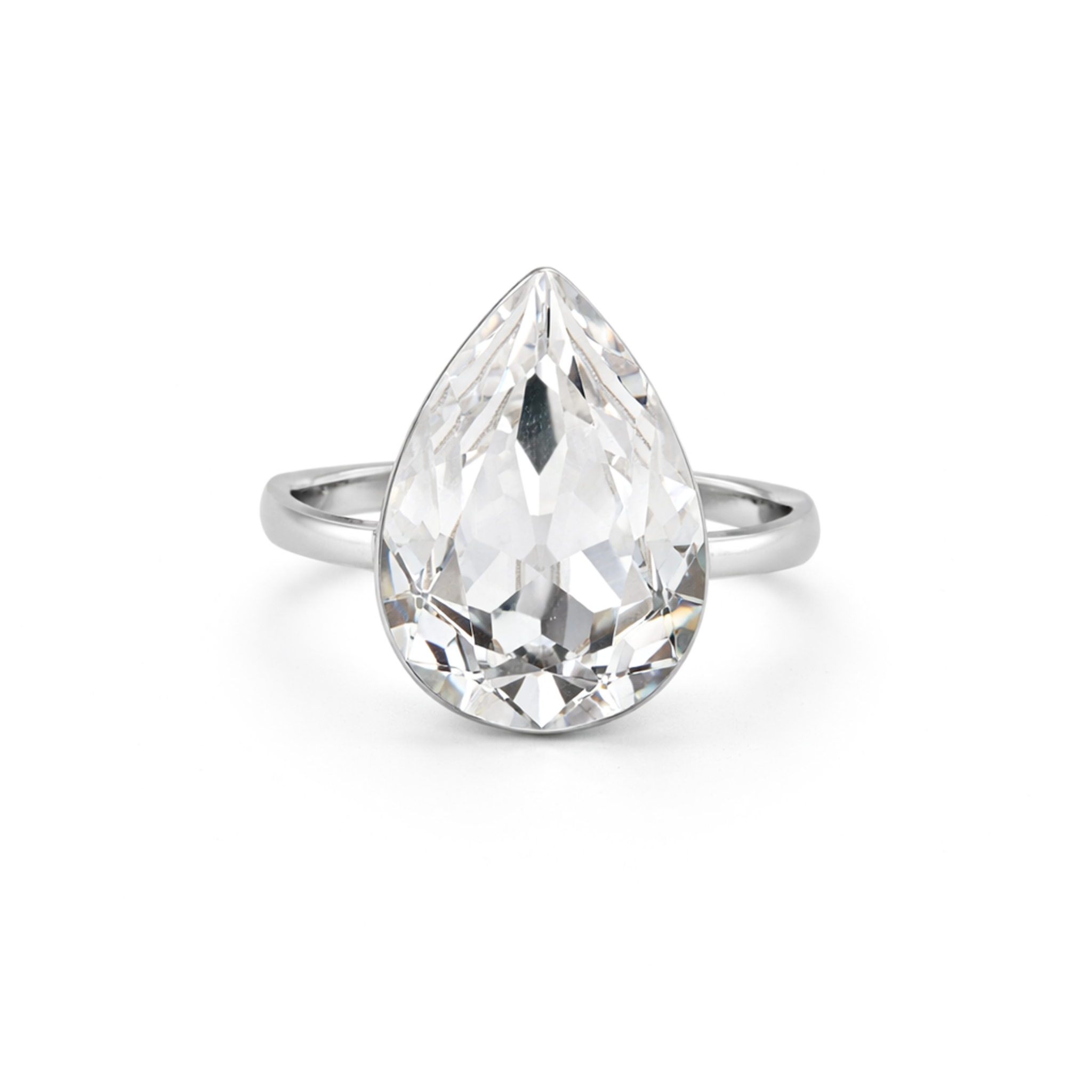 Rose Opal Teardrop Ring - Silver