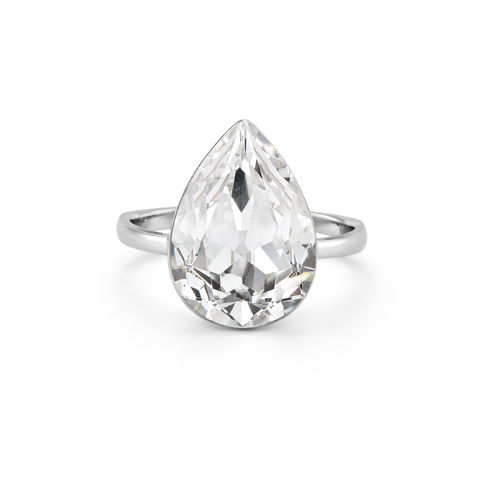 Rose Opal Teardrop Ring - Silver