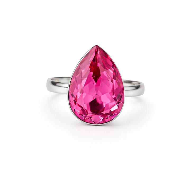Rose Opal Teardrop Ring - Pink