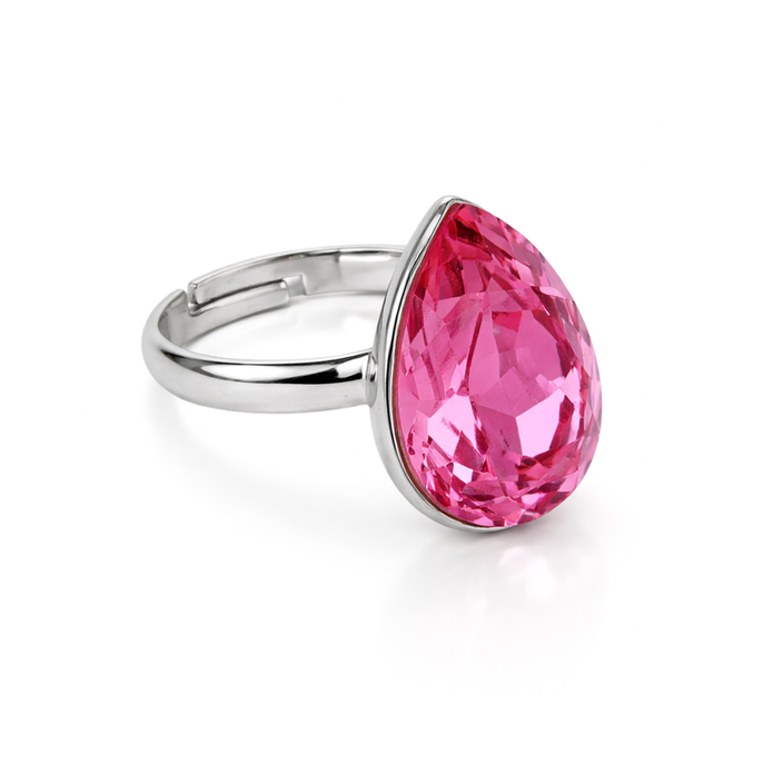 Rose Opal Teardrop Ring - Pink