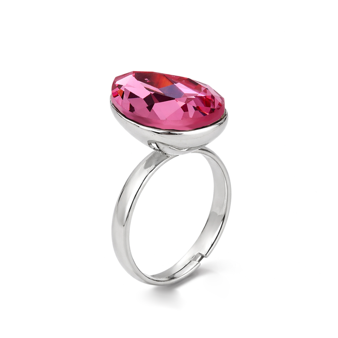 Rose Opal Teardrop Ring - Pink