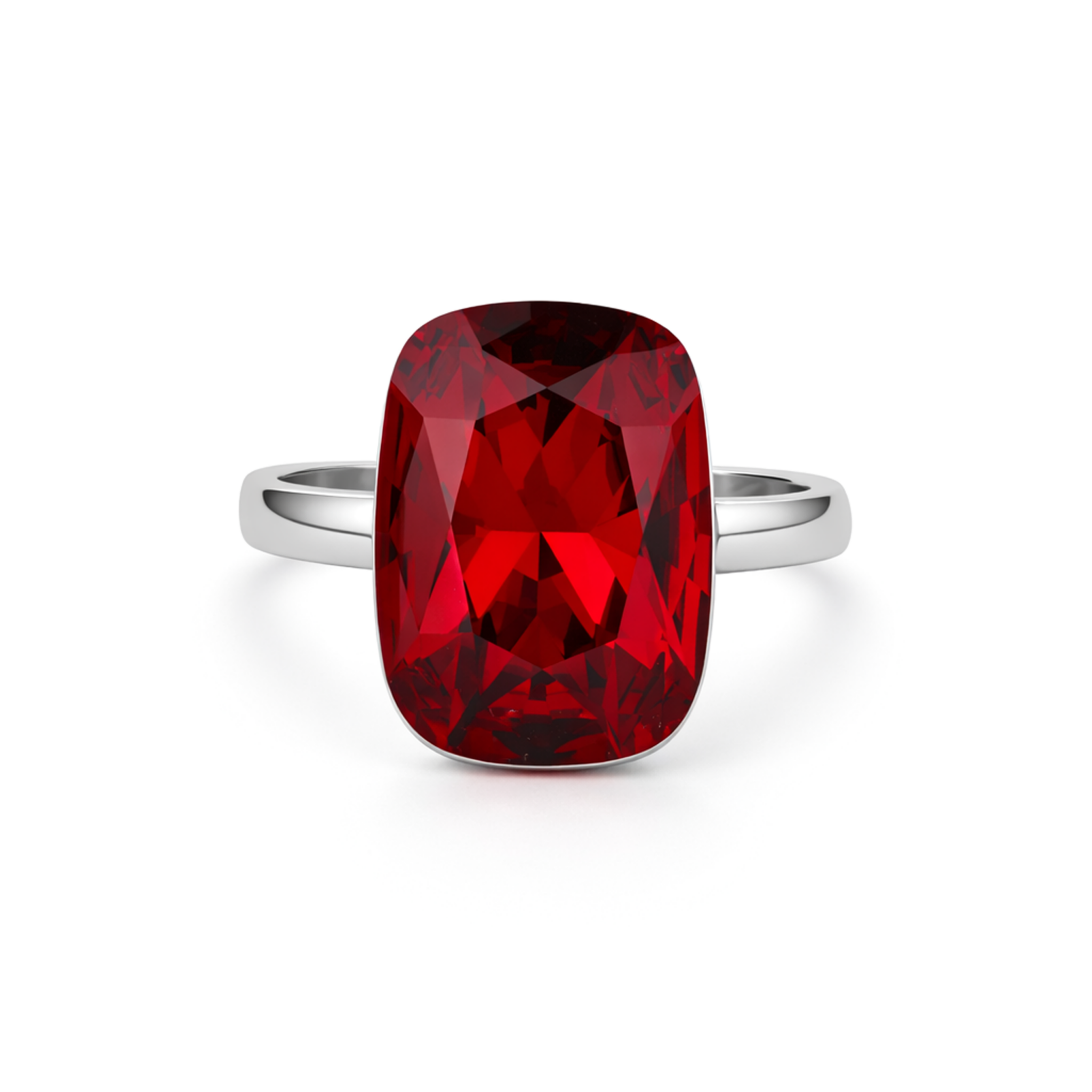 Midnight Onyx Cushion Ring - Rich Pink