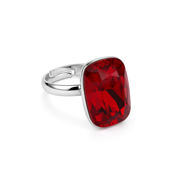 Midnight Onyx Cushion Ring - Rich Pink
