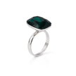 Midnight Onyx Cushion Ring - Emerald Green