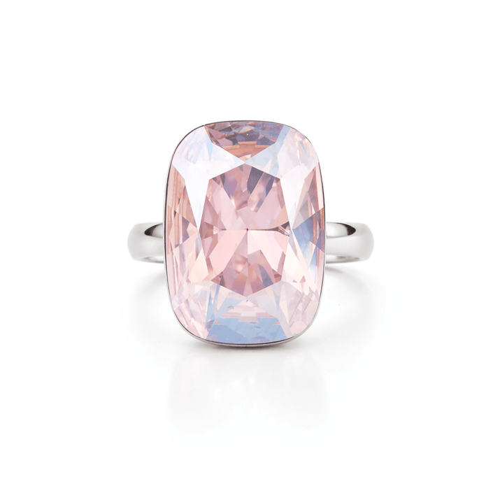 Midnight Onyx Cushion Ring - Rose pink