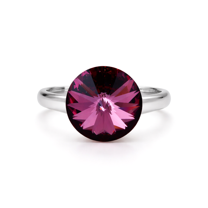 Burgundy Rivoli Crystal Bezel Cocktail Ring