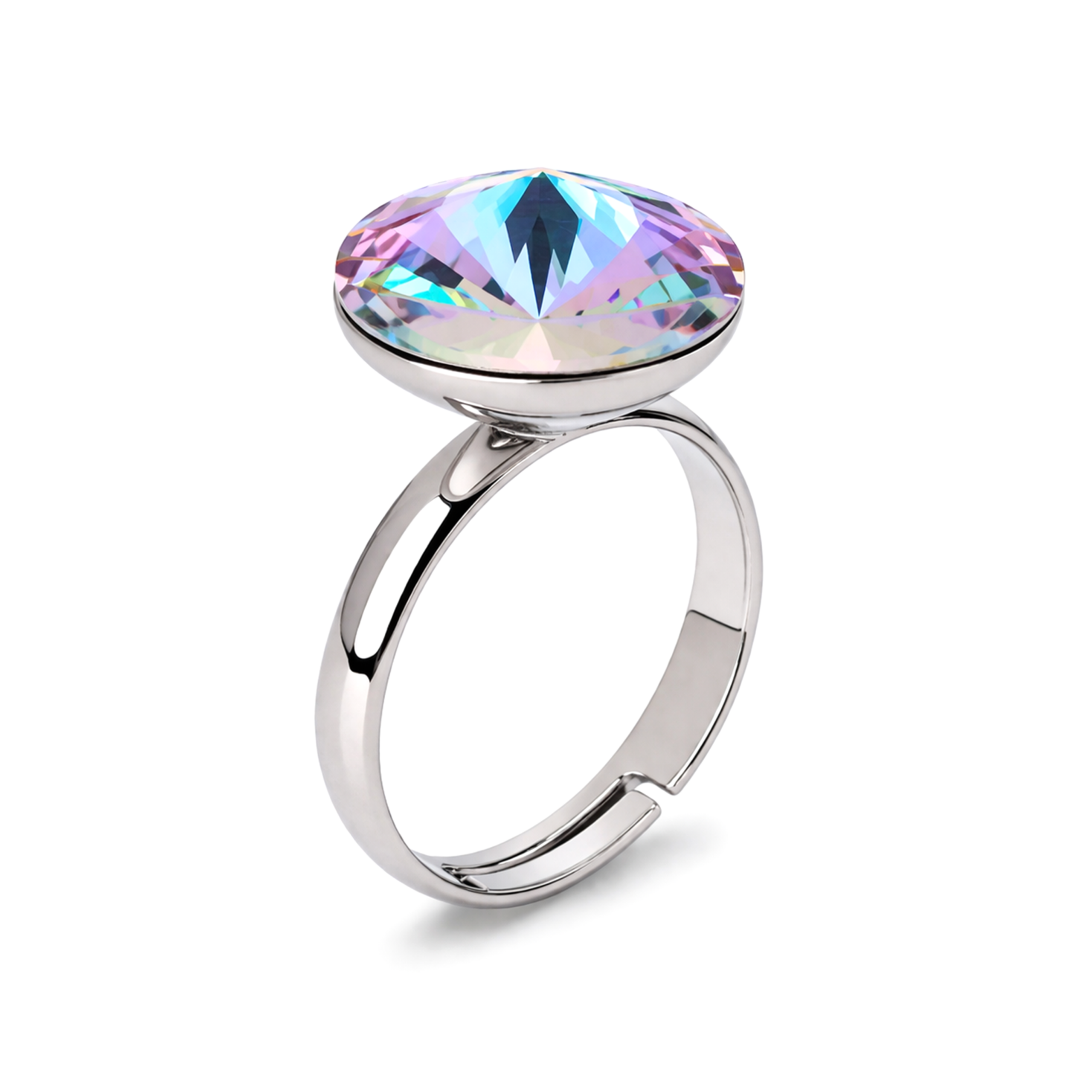 Aurora Iridescent Rivoli Crystal Cocktail Ring