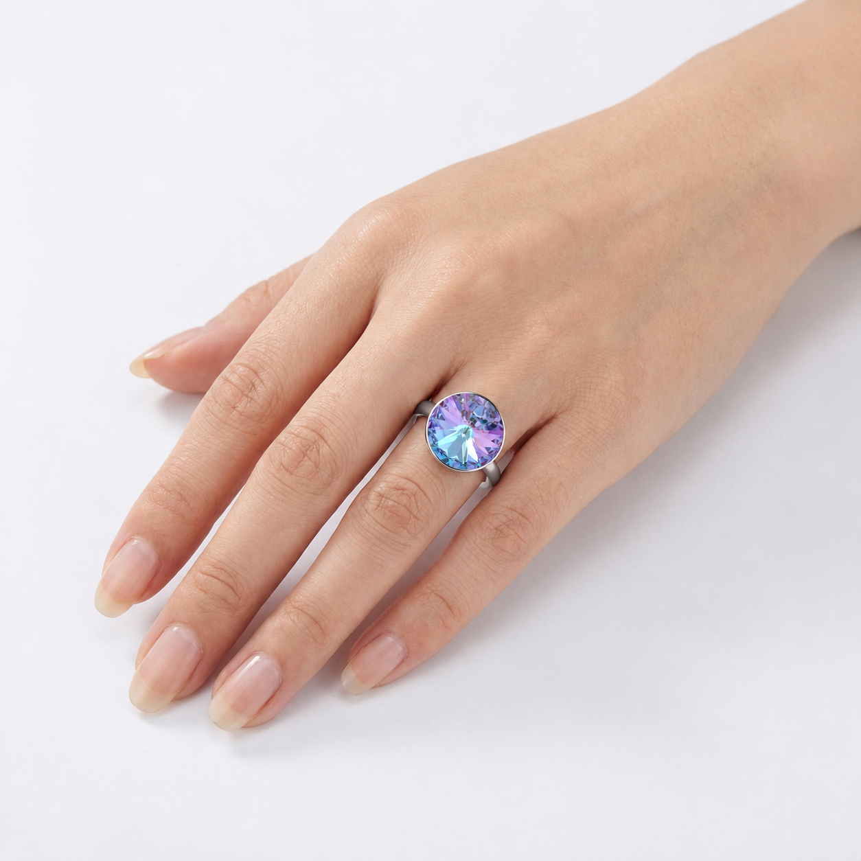 Aurora Iridescent Rivoli Crystal Cocktail Ring