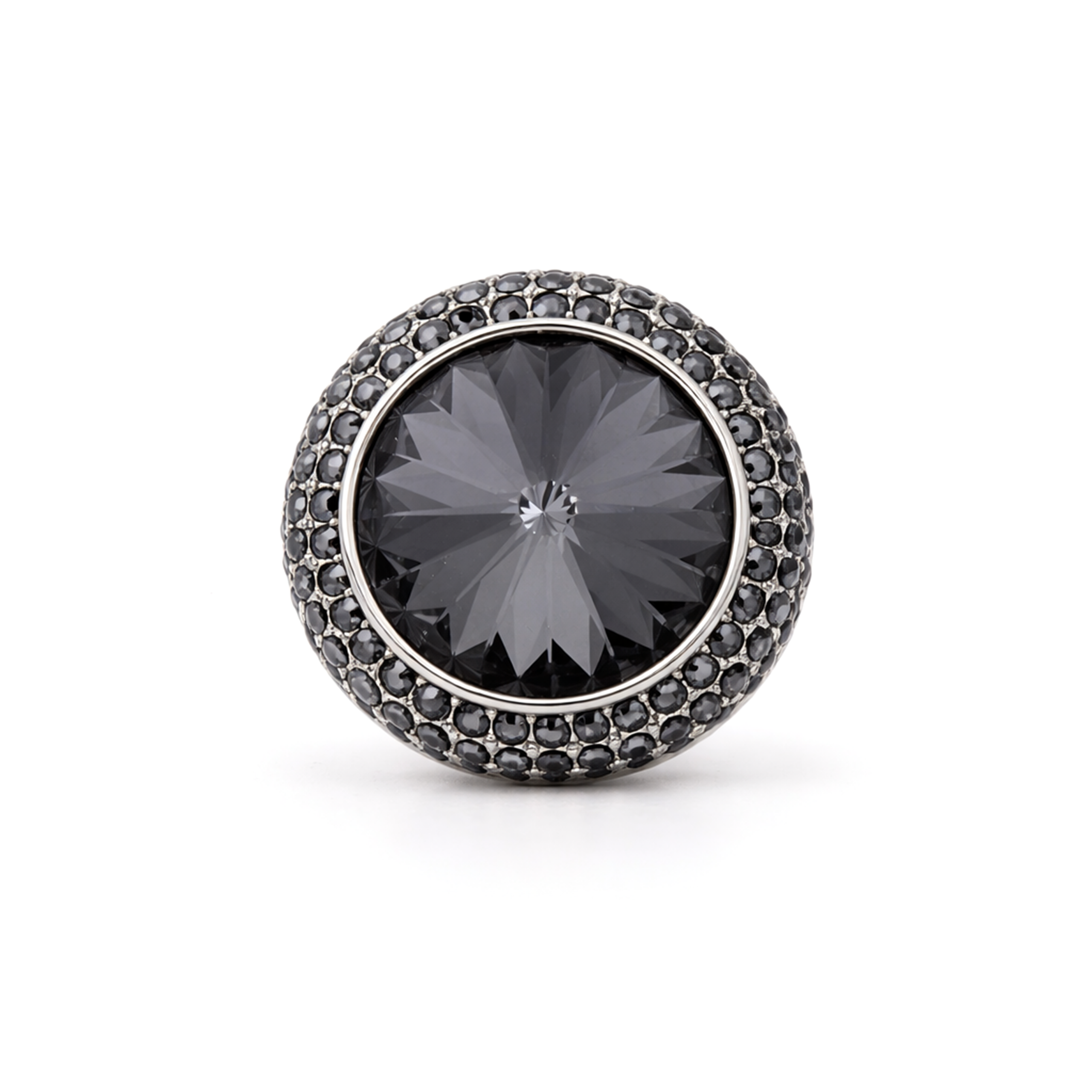 Black Pavé Halo Dome Statement Ring