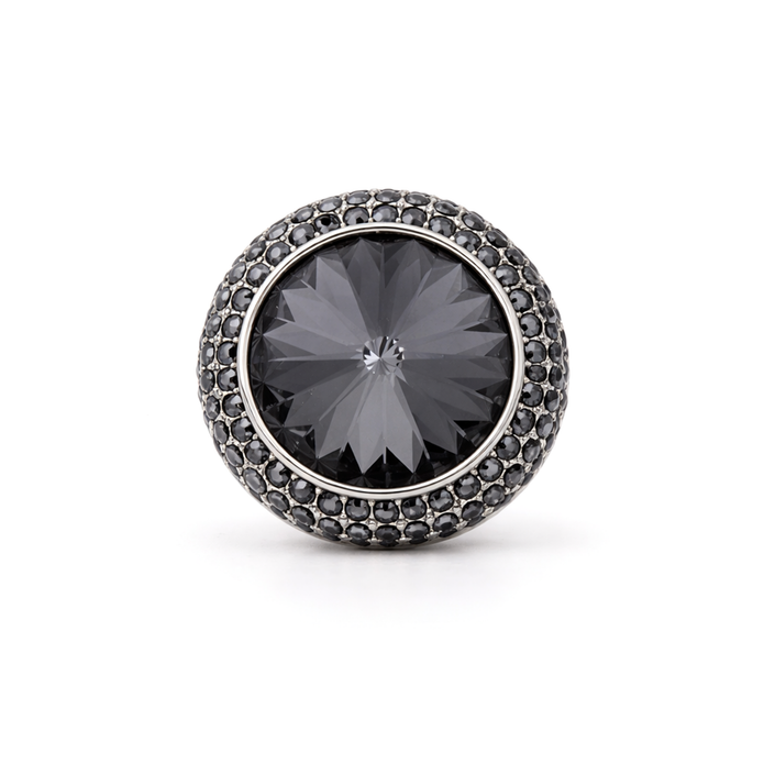 Black Pavé Halo Dome Statement Ring