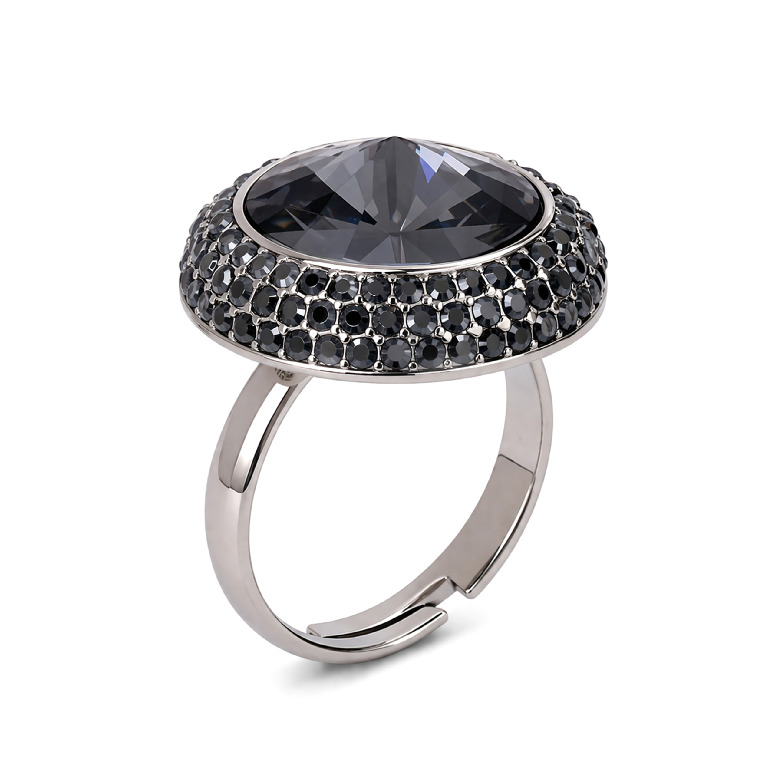 Black Pavé Halo Dome Statement Ring