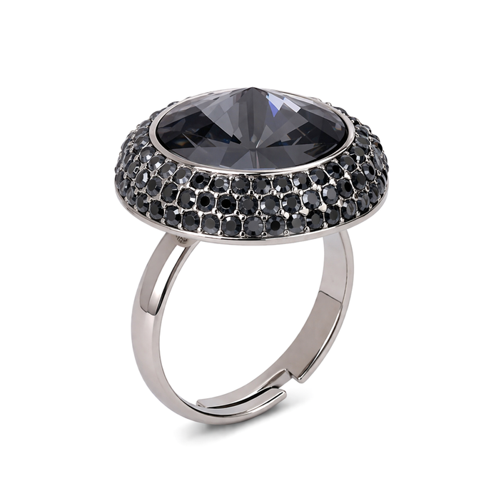 Black Pavé Halo Dome Statement Ring