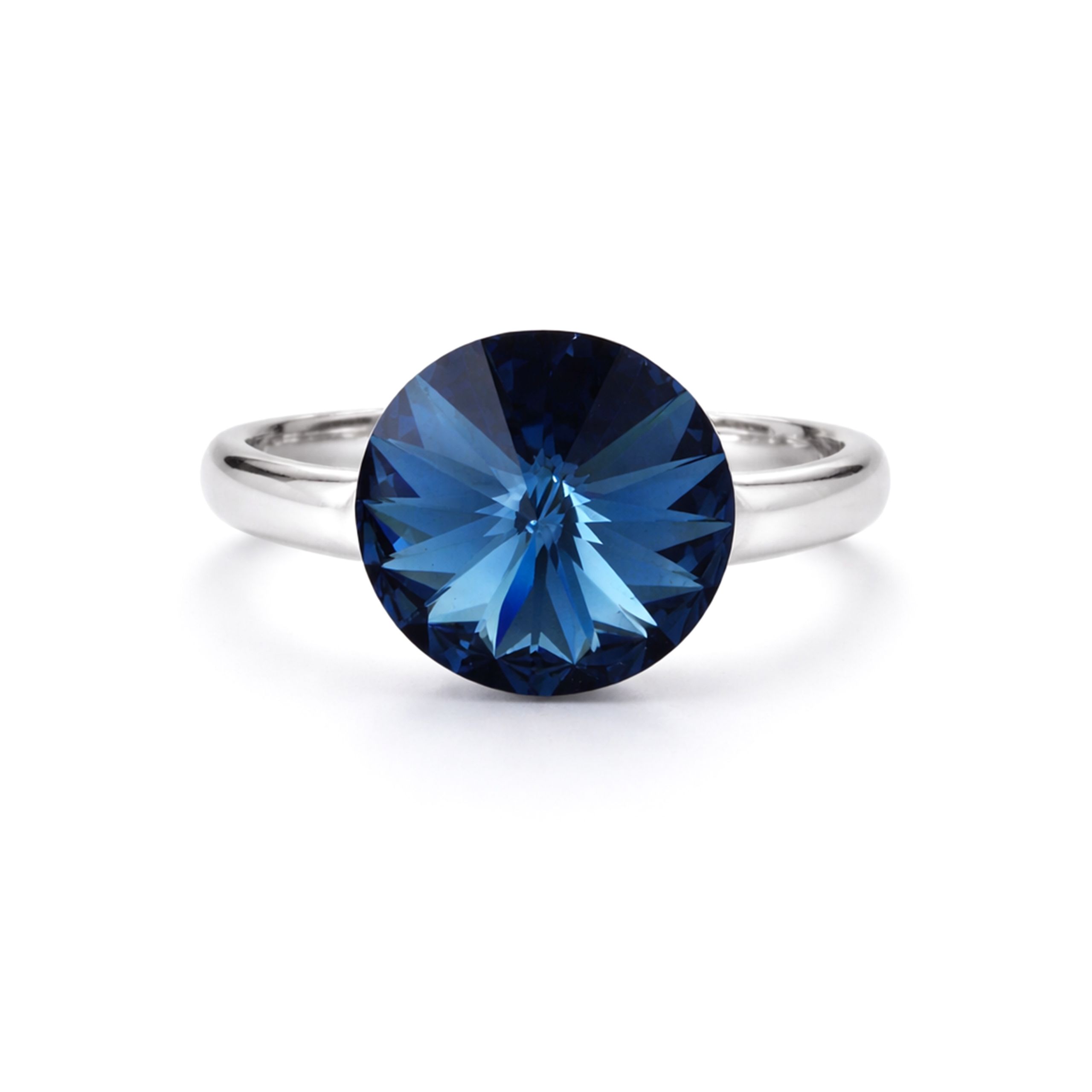 Deep Blue Sapphire Rivoli Solitaire Ring
