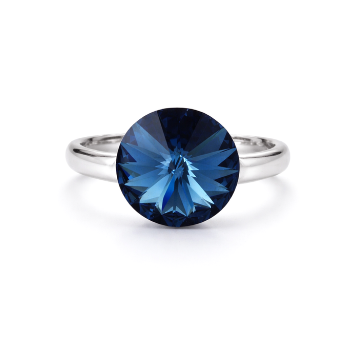 Deep Blue Sapphire Rivoli Solitaire Ring